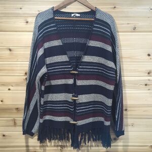 Faherty Womens Denver Cashmere Wool Sweater Cardigan M/L Fringe Striped